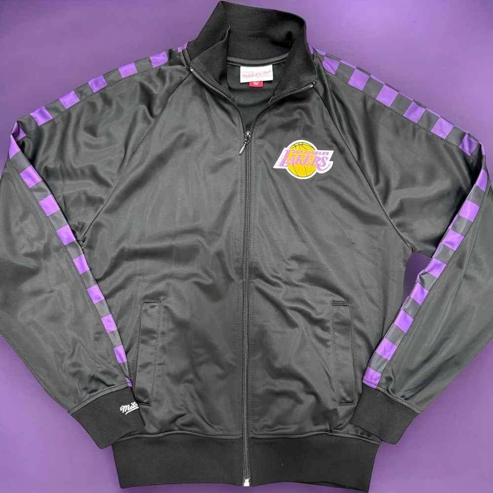 Mitchell & Ness LA Lakers Track Jacket Black Purple Full Zip NBA Men's